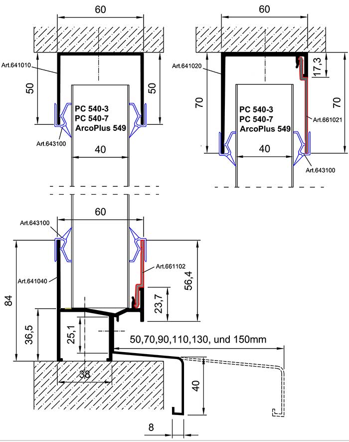 Wandverglasung in Laibung Ganzalu