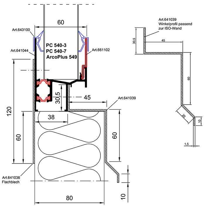 Aluminium Traversprofil Isowand unten