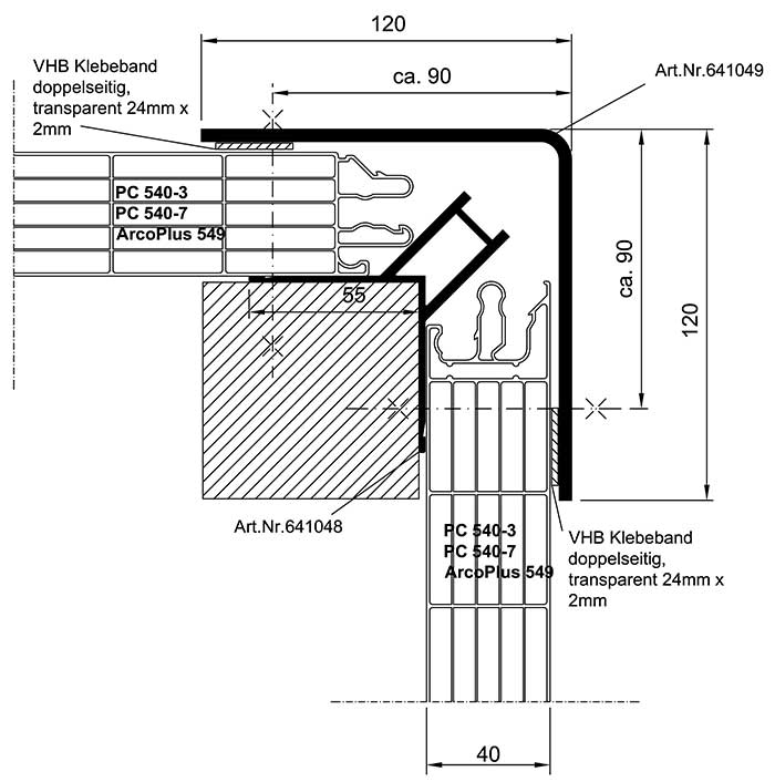 Eckprofil transparent