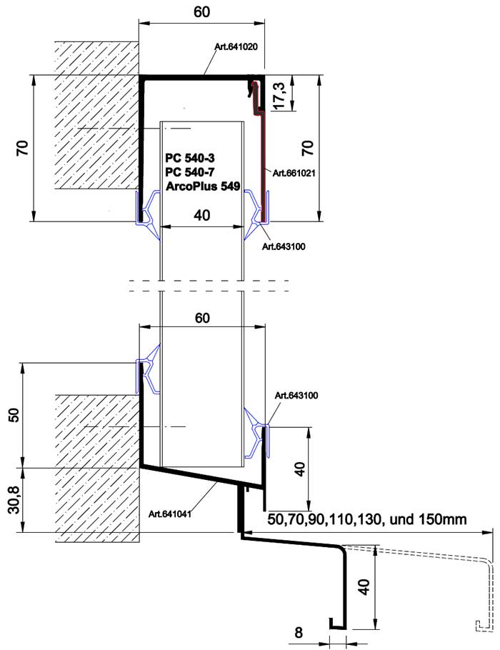 Wandverglasung vorgehängte Fassade