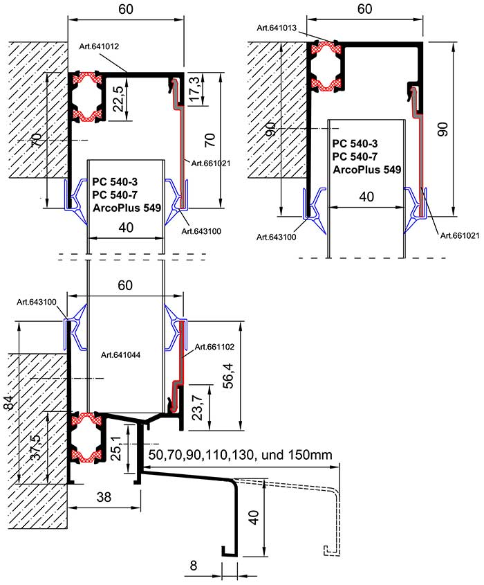 Wandverglasung vorgehängte Fassade VF thermisch getrennt