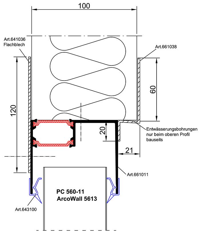 Aluminium Traversprofil Isowand oben/Seite