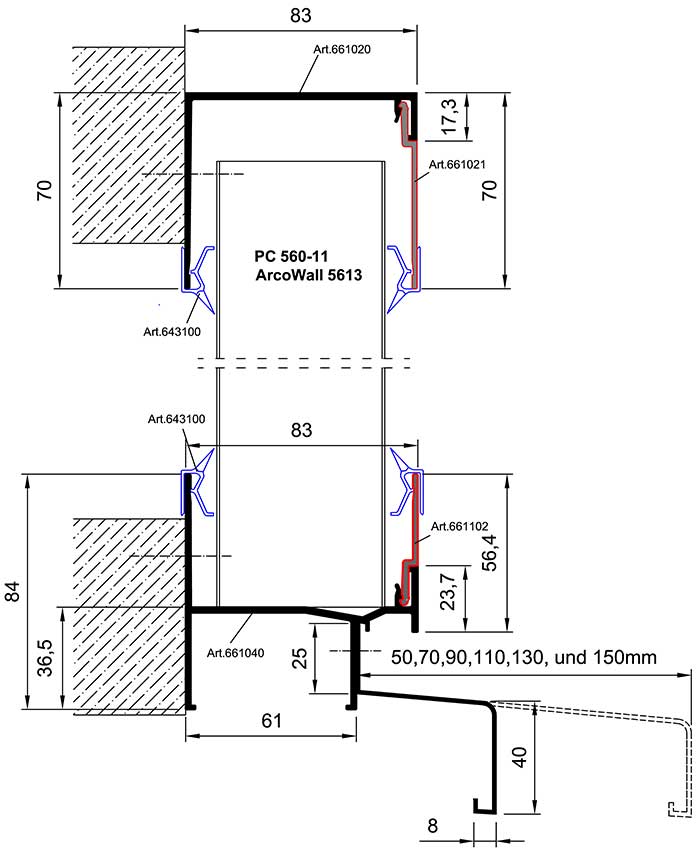 Wandverglasung vorgehängte Fassade VF