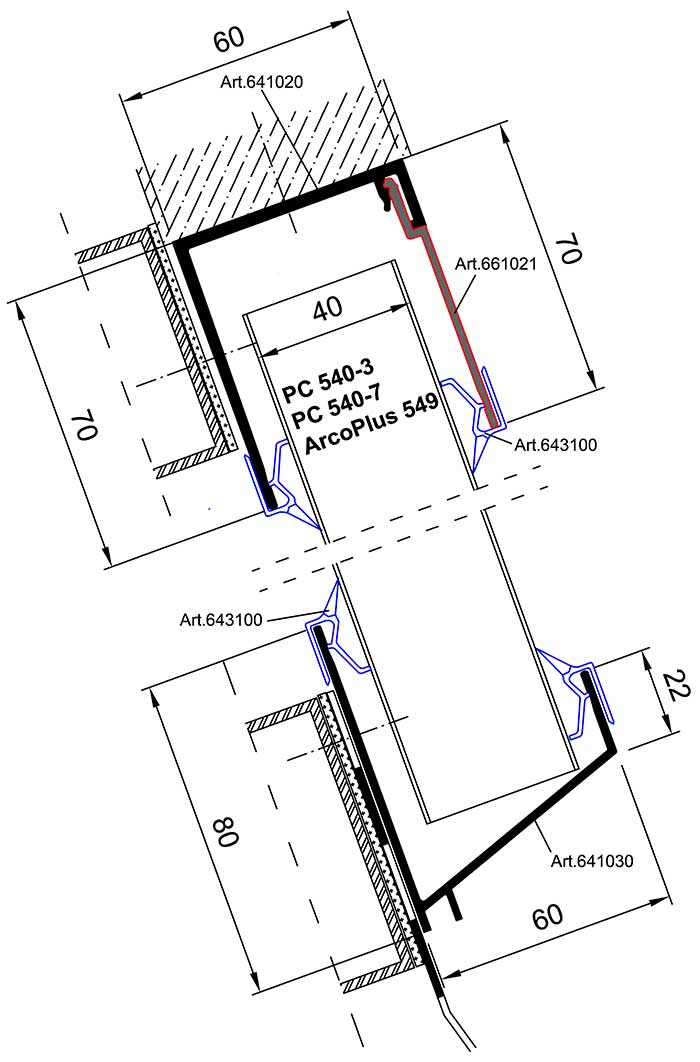 Einseitige Dachverglasung 25° bis 90°