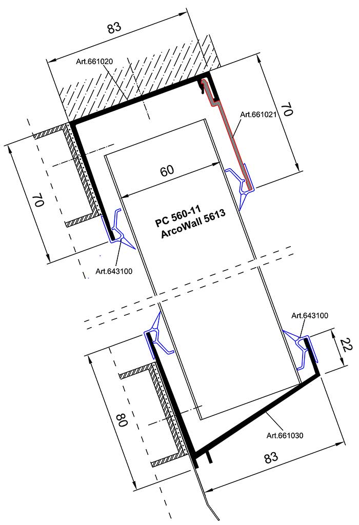 Einseitige Dachverglasung 25° bis 90°