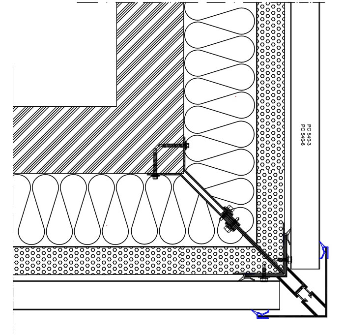 Transparente hinterlüftete Fassade<br />Eckdetail <small>Aluminium Eckprofil</small>