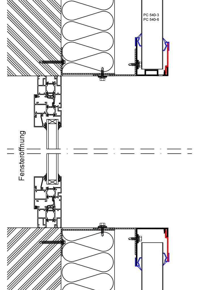 Transparente hinterlüftete Fassade<br />Fensteröffnung