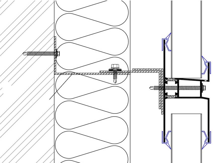 Transparente hinterlüftete Fassade<br />Aluminium Traversprofil